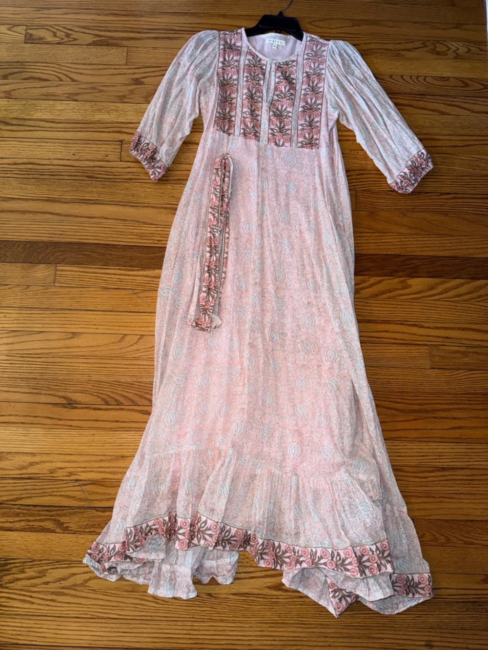 Marea Pink Floral Maxi Dress with Tie Waist, size small